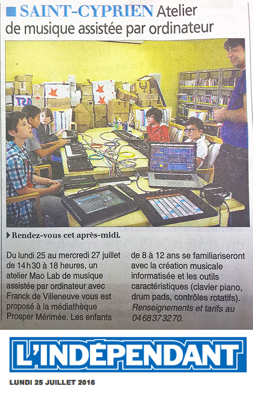 Article L'Indépendant Juillet 2016